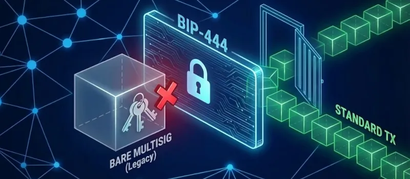 مرگ Bare Multisig؛ پایان عصر داده‌های دلخواه، BIP-444